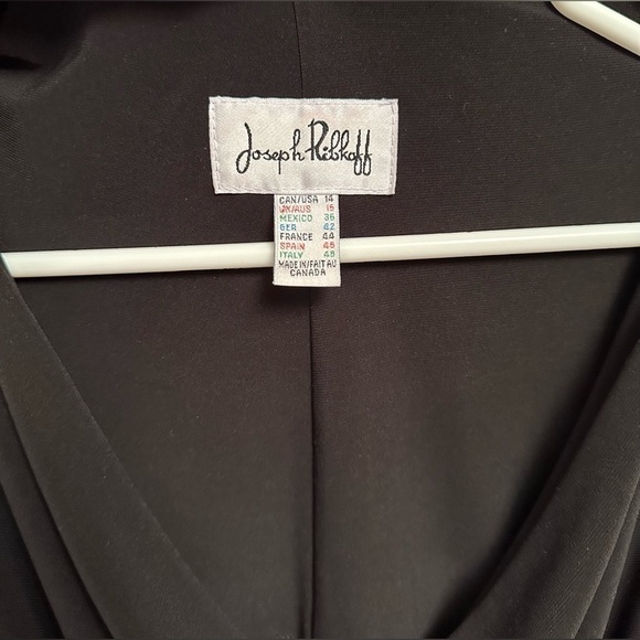 Joseph Ribkoff Faux Wrap Black Dress Womens Size 14 Long Sleeve Cowl  Neckline - Picture 2 of 7
